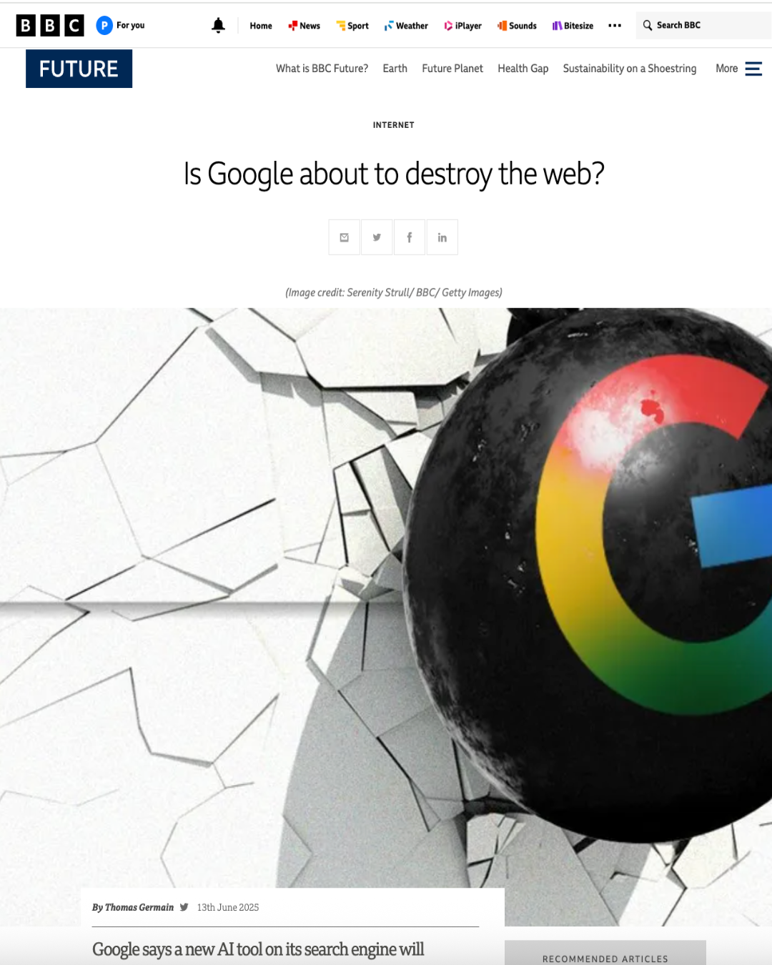 BBC Future - Is Google destroying the web