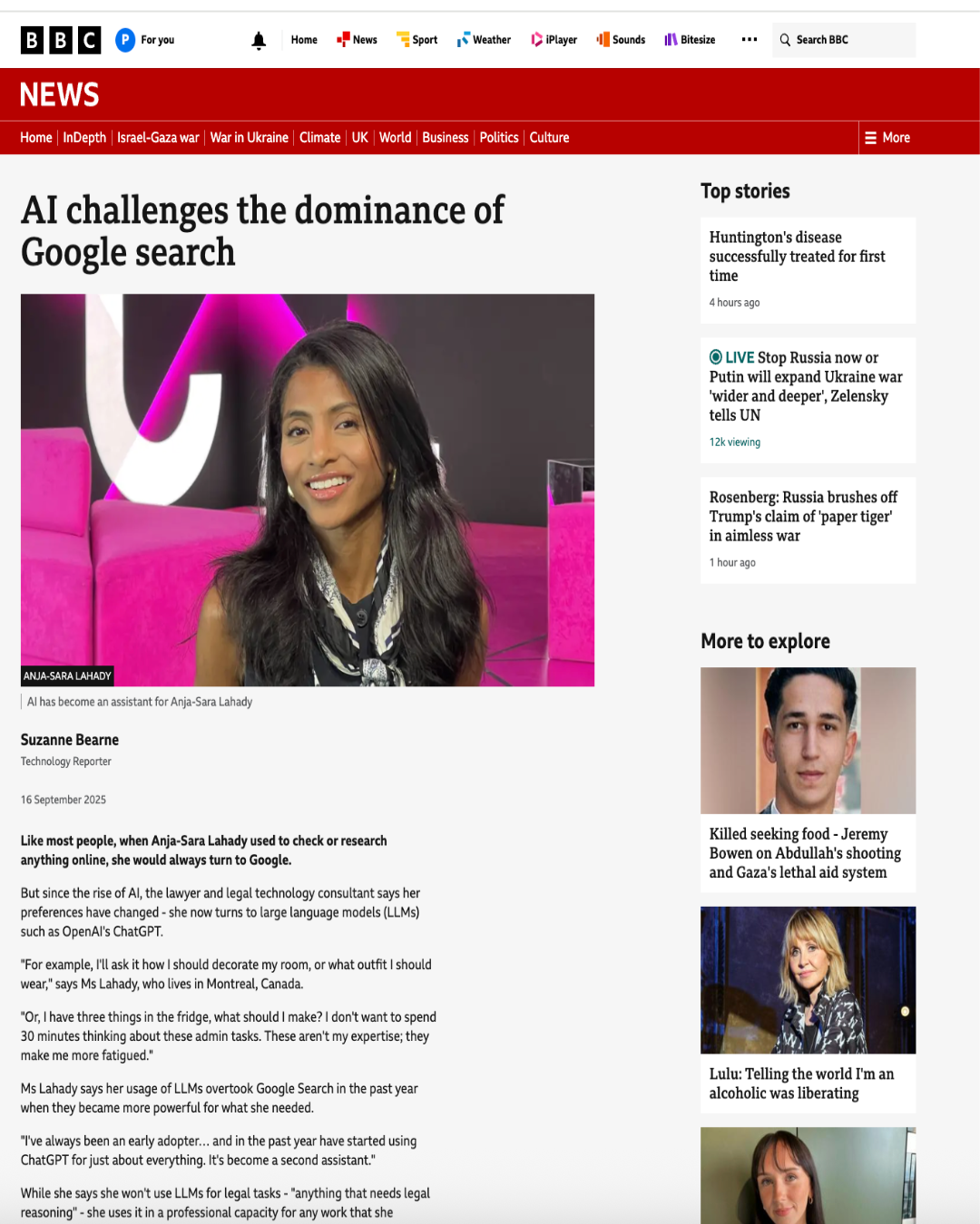 BBC News - AI challenges Google dominance